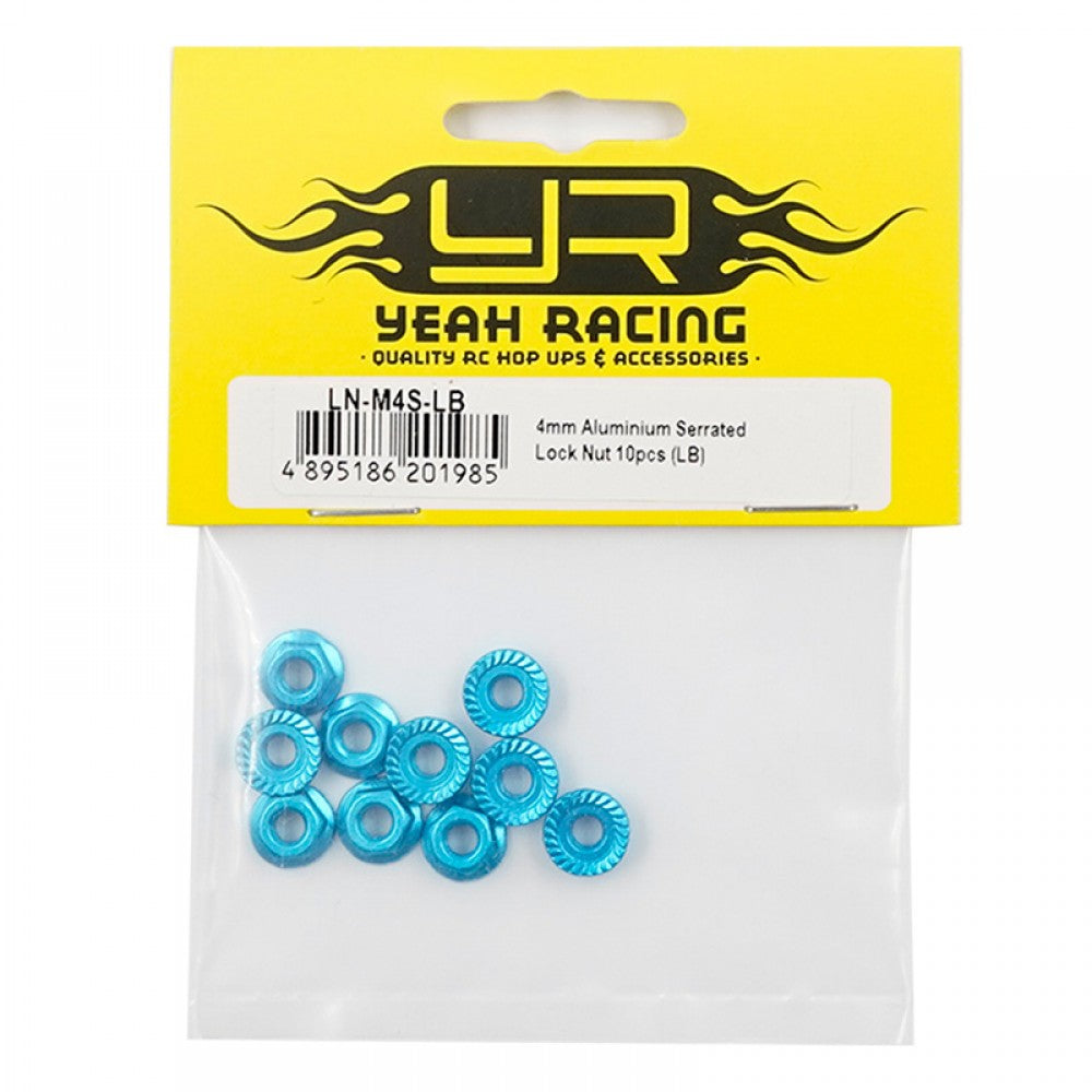 4mm Aluminium Serrated Lock Nut 10pcs (LB)