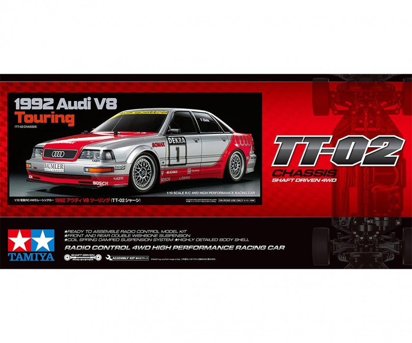 Tamiya 1992 Audi V8 1/10 Touring TT-02 - 58699A (excluding ESC)