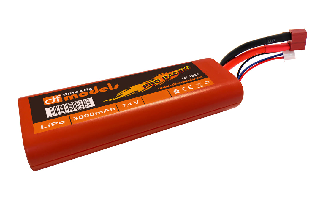 DF-Models Lipo battery 2S - 7.4 Volt - 3000mAh 45C - round