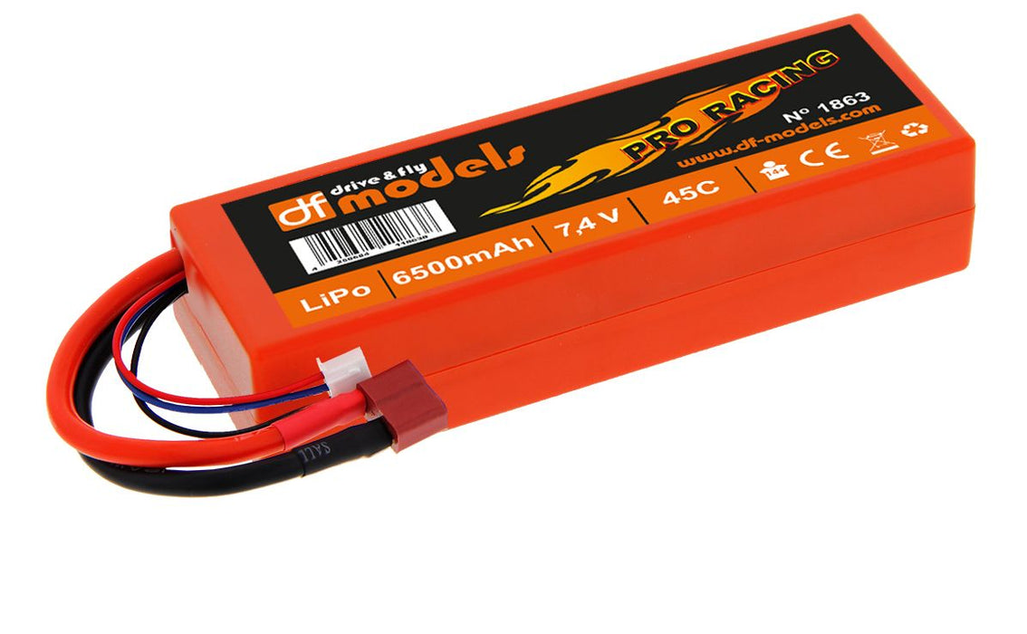 DF Models Lipo Akku 2S - 7,4 Volt - 6500mAh, 45C - eckig