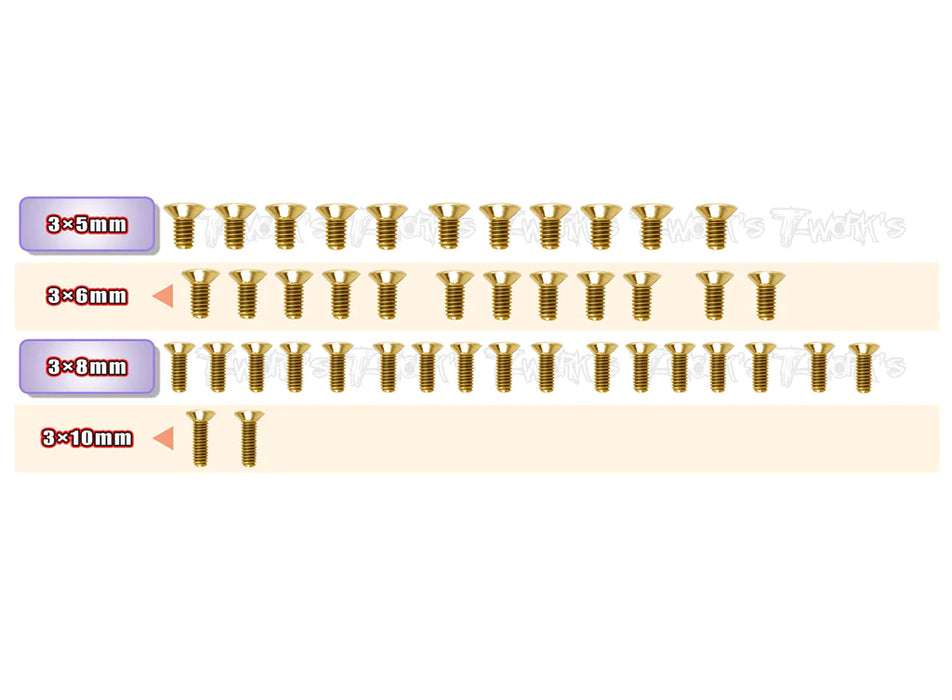 T-Works GSS-A800R-B Gold Plated Steel Screw Set (Bottom) 42pcs. for Awesomatix A800R )