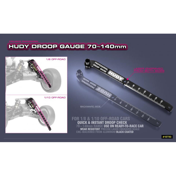 Hudy Chassis Droop Gauge 70-140mm for 1/10 & 1/8 Offroad - H107783