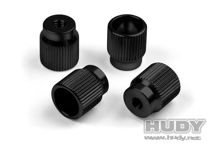 Hudy Aluminium Nuts for Setup Station 1/10 (4) BLACK - H109360