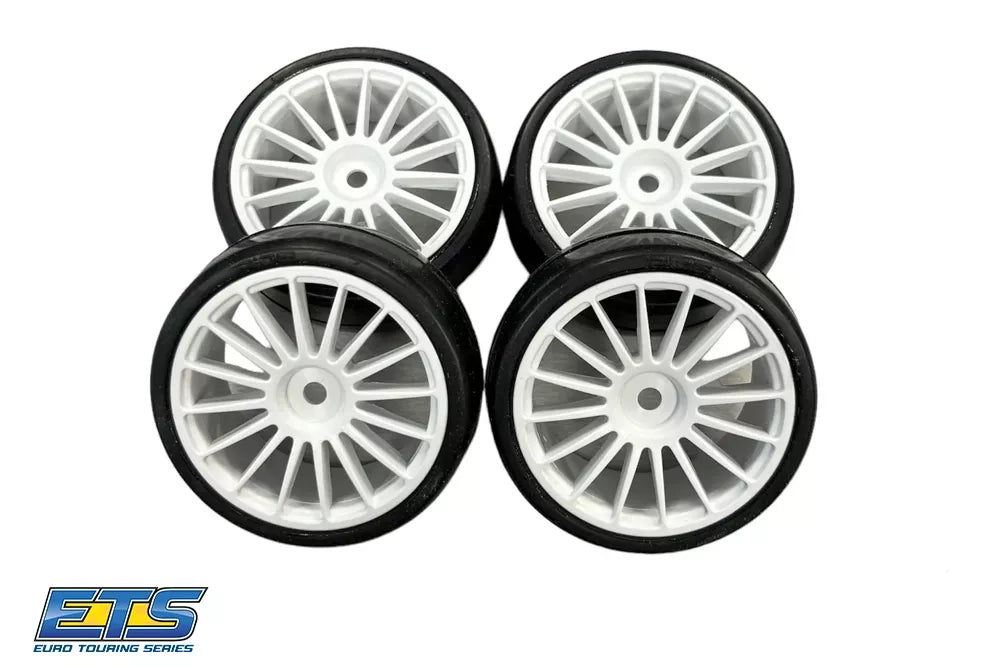 Ride 1/10 Touring Rubber Tires 16-Spoke Design Complete Set (4) 26082