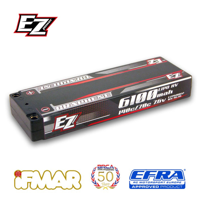 EZ POWER LIPO 6100MAH ULCG 7.6V 2S 140/70C HV GRAPHENE - 5MM 